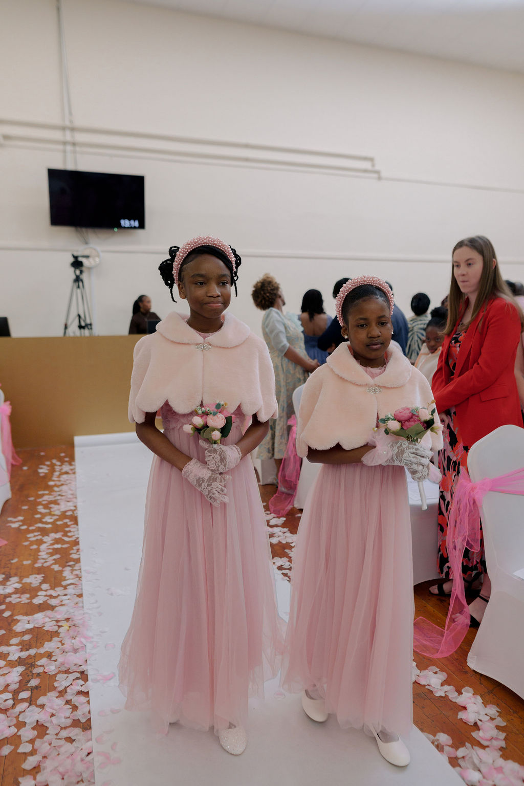 Flower girls at wedding ceremony